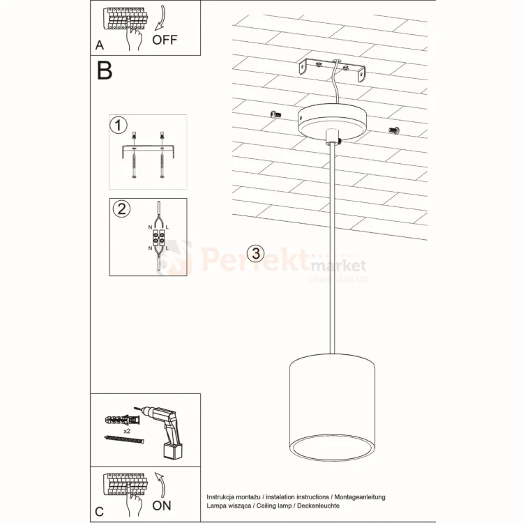 Lampa wisząca spot Sollux Orbis 1xGU10 SL.0052 IP20 - szara 09