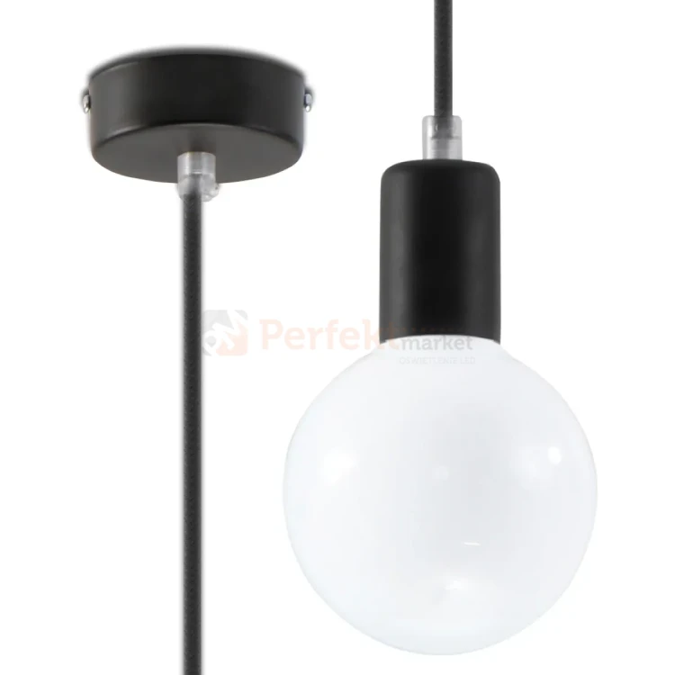 Lampa wisząca sznur minimalistyczna Sollux Edison 1xE27 SL.0152 IP20 - czarna 03