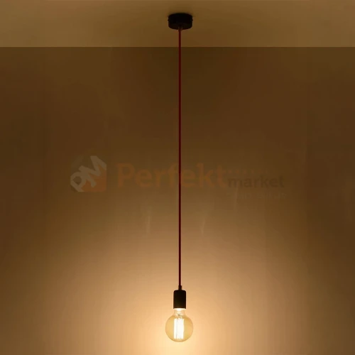 Lampa wisząca sznur minimalistyczna Sollux Edison 1xE27 SL.0158 IP20 - czarno-czerwona 02