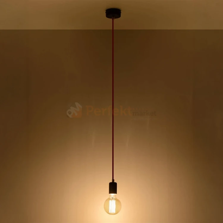 Lampa wisząca sznur minimalistyczna Sollux Edison 1xE27 SL.0158 IP20 - czarno-czerwona 02