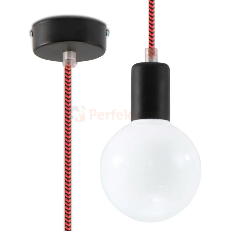 Lampa wisząca sznur minimalistyczna Sollux Edison 1xE27 SL.0158 IP20 - czarno-czerwona 03
