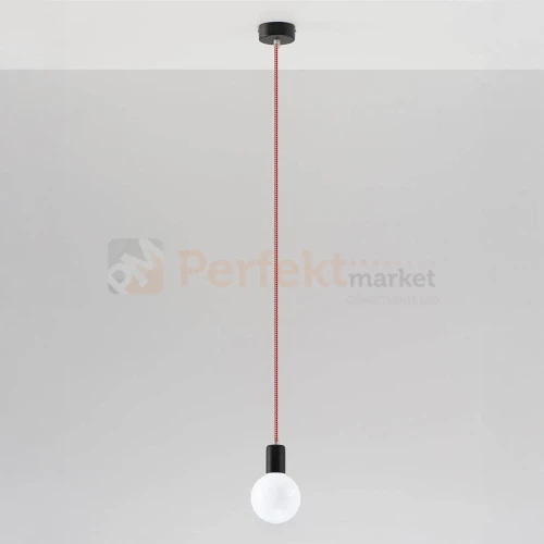 Lampa wisząca sznur minimalistyczna Sollux Edison 1xE27 SL.0158 IP20 - czarno-czerwona 01