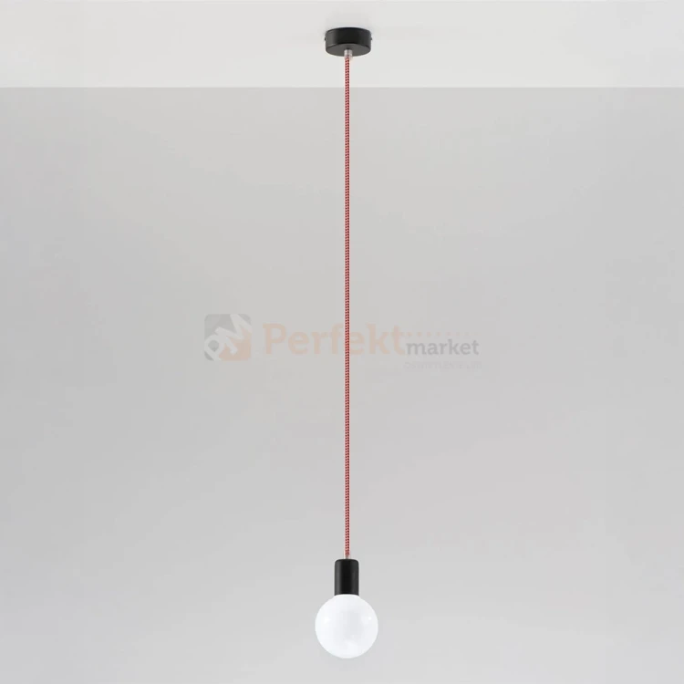 Lampa wisząca sznur minimalistyczna Sollux Edison 1xE27 SL.0158 IP20 - czarno-czerwona 01