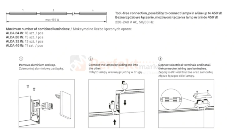 lampa liniowa led do łączenia ALDA 120 reg. mocy 4000K montaż łączenie www perfektmarket.webp