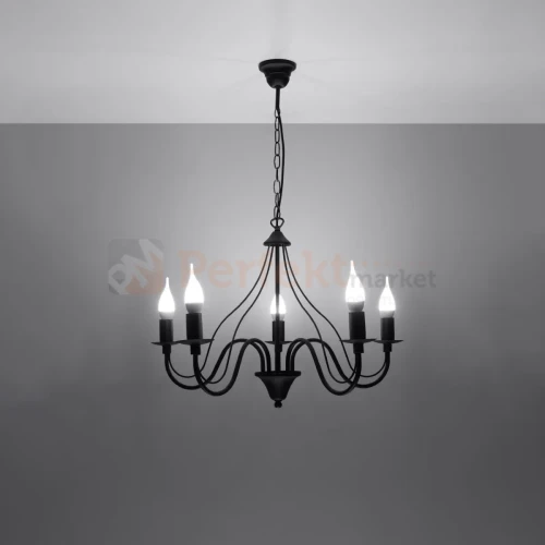 Żyrandol świecznikowy Sollux Minerwa 5 5xE14 SL.0218 IP20 - czarny 02