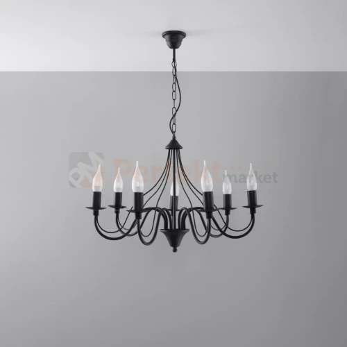 Żyrandol świecznikowy Sollux Minerwa 7 7xE14 SL.0219 IP20 - czarny 01