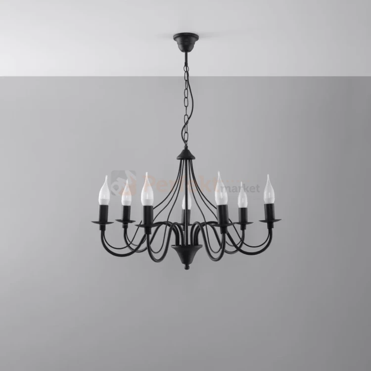 Żyrandol świecznikowy Sollux Minerwa 7 7xE14 SL.0219 IP20 - czarny 01