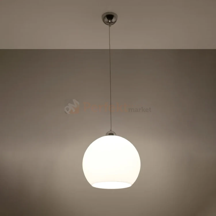 Lampa wisząca szklana kula Sollux Ball 1xE27 SL.0256 IP20 - biała 02