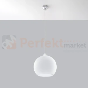 Lampa wisząca szklana kula Sollux Ball 1xE27 SL.0256 IP20 - biała