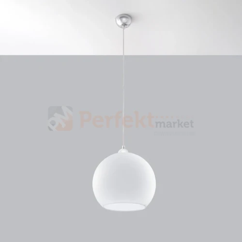 Lampa wisząca szklana kula Sollux Ball 1xE27 SL.0256 IP20 - biała 01