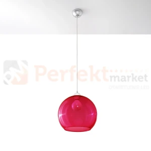 Lampa wisząca szklana kula Sollux Ball 1xE27 SL.0253 IP20 - czerwona