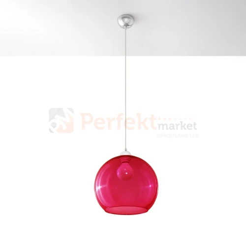 Lampa wisząca szklana kula Sollux Ball 1xE27 SL.0253 IP20 - czerwona 01