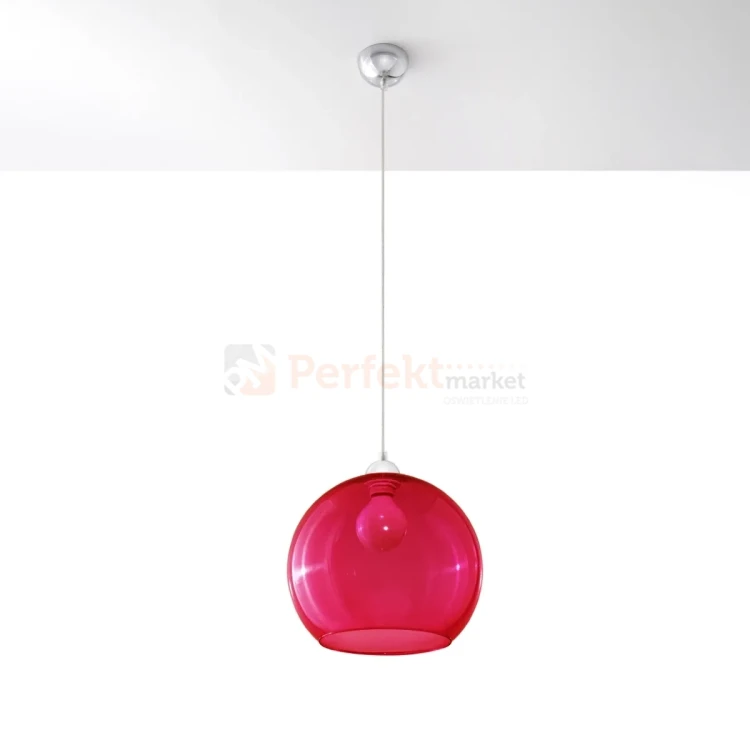 Lampa wisząca szklana kula Sollux Ball 1xE27 SL.0253 IP20 - czerwona 01