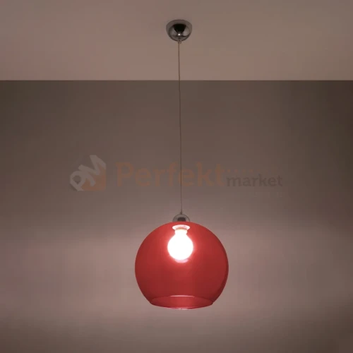 Lampa wisząca szklana kula Sollux Ball 1xE27 SL.0253 IP20 - czerwona 02