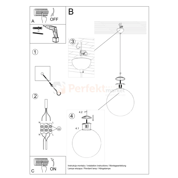 Lampa wisząca kula Sollux Ugo 20 1xE27 SL.0263 IP20 - chrom 08
