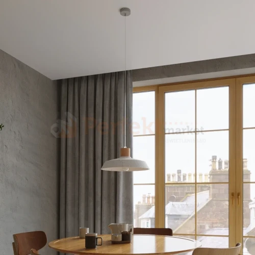 Lampa wisząca beton i drewno Sollux Afra 1xE27 SL.0282 IP20 - szara 02