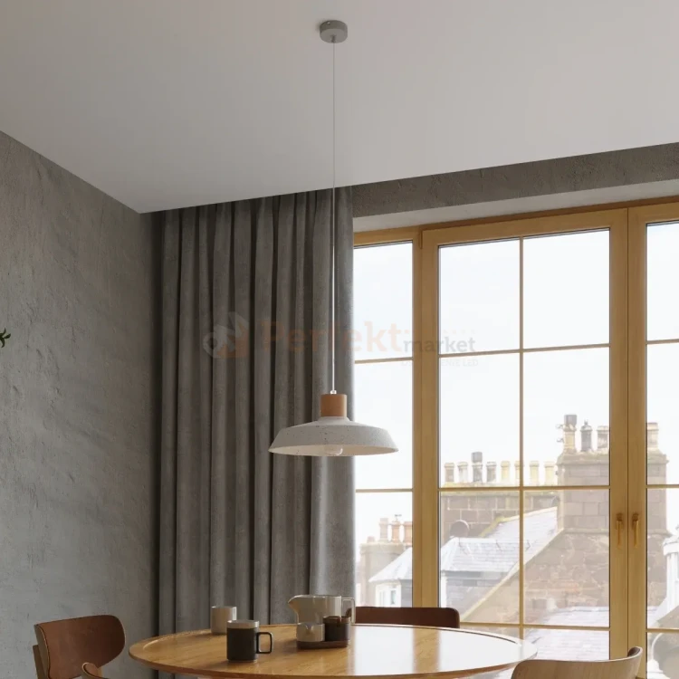 Lampa wisząca beton i drewno Sollux Afra 1xE27 SL.0282 IP20 - szara 02