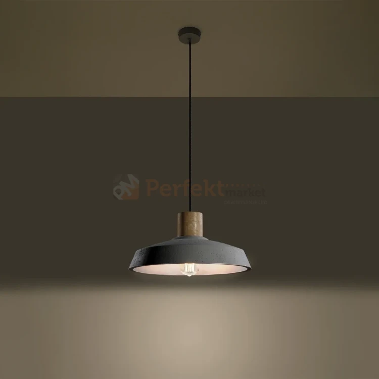 Lampa wisząca beton i drewno Sollux Afra 1xE27 SL.0282 IP20 - szara 05