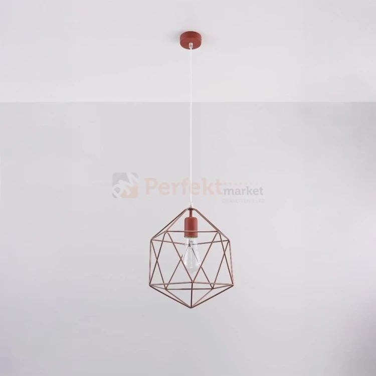 Lampa wisząca druciana geometryczna Sollux Gaspare 1xE27 SL.0289 IP20 - miedziana 01