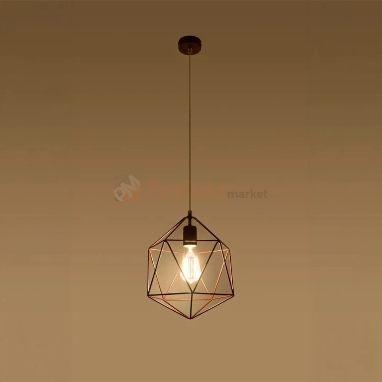Lampa wisząca druciana geometryczna Sollux Gaspare 1xE27 SL.0289 IP20 - miedziana 02