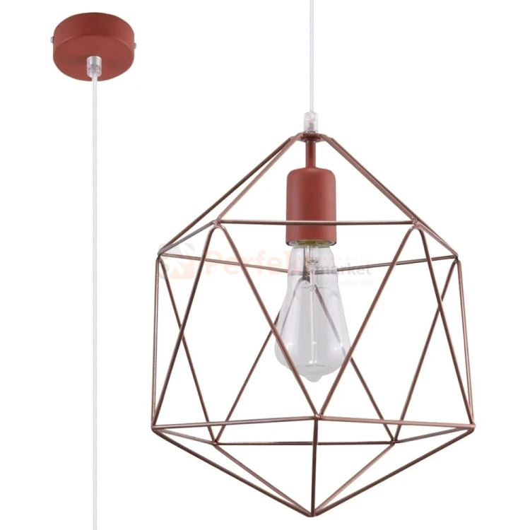 Lampa wisząca druciana geometryczna Sollux Gaspare 1xE27 SL.0289 IP20 - miedziana 03