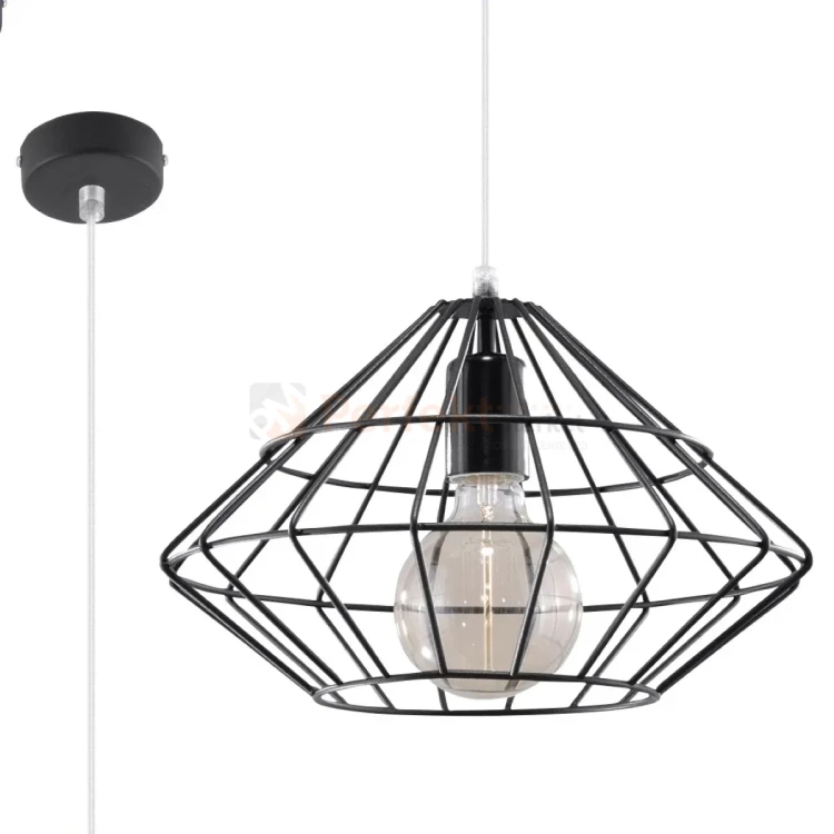 Lampa wisząca druciana designerska Sollux Umberto 1xE27 SL.0293 IP20 - czarna 06