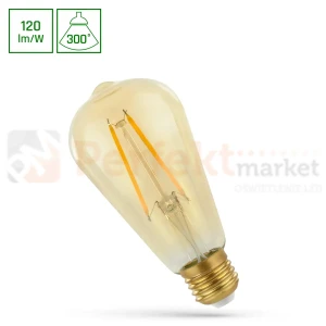 Żarówka dekoracyjna LED gruszka E27 2W 240lm 2400K Gold Filament Retro Shine 