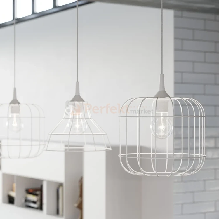 Lampa wisząca druciana nowoczesna Sollux Celta 1xE27 SL.0295 IP20 - biała 03