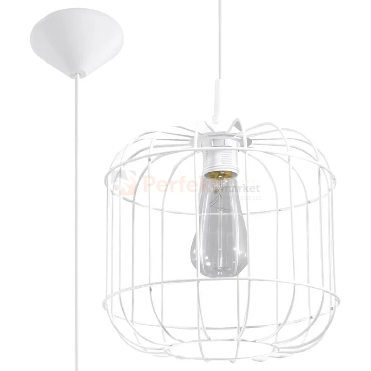 Lampa wisząca druciana nowoczesna Sollux Celta 1xE27 SL.0295 IP20 - biała 08