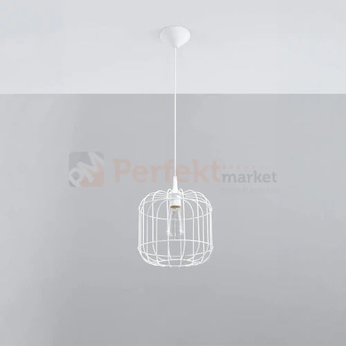 Lampa wisząca druciana nowoczesna Sollux Celta 1xE27 SL.0295 IP20 - biała 01