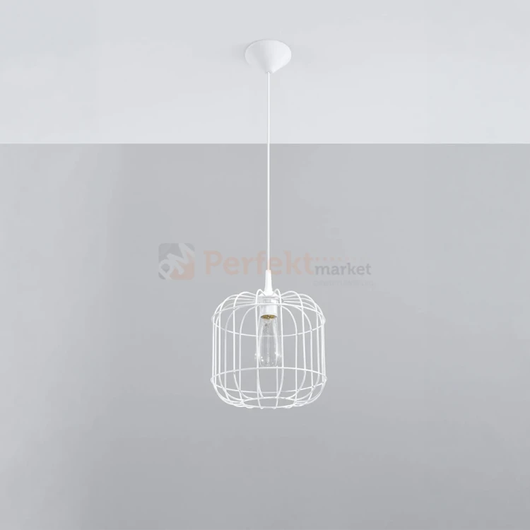 Lampa wisząca druciana nowoczesna Sollux Celta 1xE27 SL.0295 IP20 - biała 01