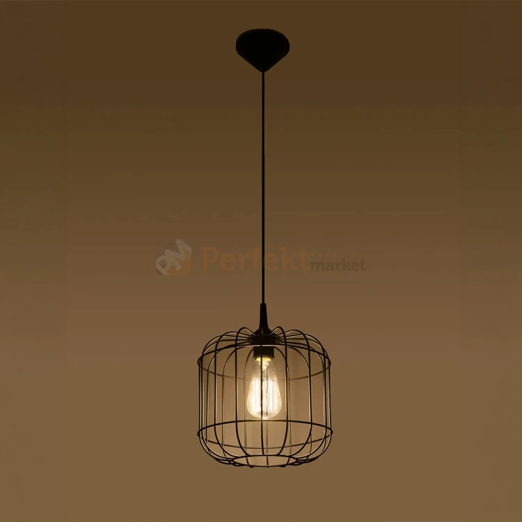 Lampa wisząca druciana nowoczesna Sollux Celta 1xE27 SL.0296 IP20 - czarna 02