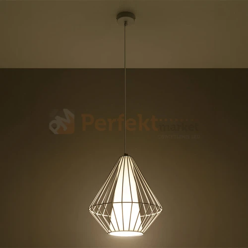 Lampa wisząca druciana loft Sollux Demi 1xE27 SL.0297 IP20 - biała 02