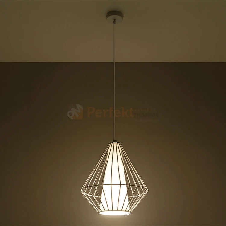 Lampa wisząca druciana loft Sollux Demi 1xE27 SL.0297 IP20 - biała 02