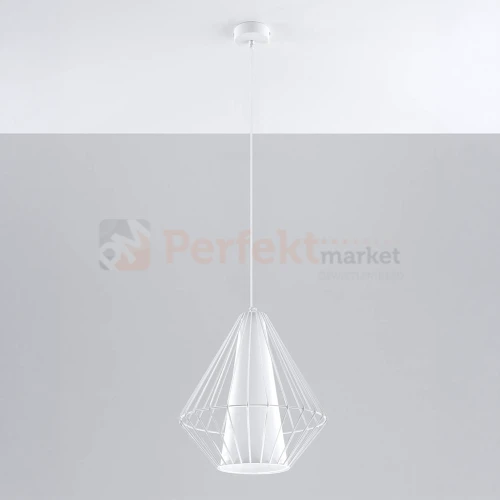 Lampa wisząca druciana loft Sollux Demi 1xE27 SL.0297 IP20 - biała 01