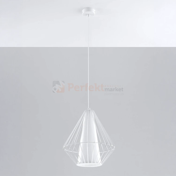 Lampa wisząca druciana loft Sollux Demi 1xE27 SL.0297 IP20 - biała 01
