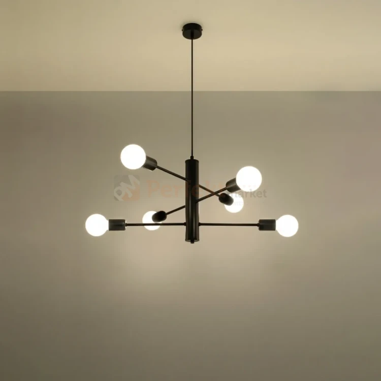 Żyrandol industrialny Sollux Duomo 6 6xE27 SL.0305 IP20 - czarny 02