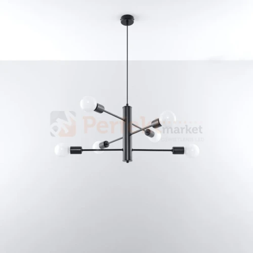 Żyrandol industrialny Sollux Duomo 6 6xE27 SL.0305 IP20 - czarny 01