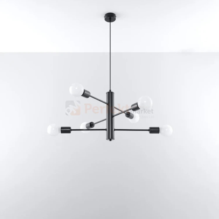 Żyrandol industrialny Sollux Duomo 6 6xE27 SL.0305 IP20 - czarny 01