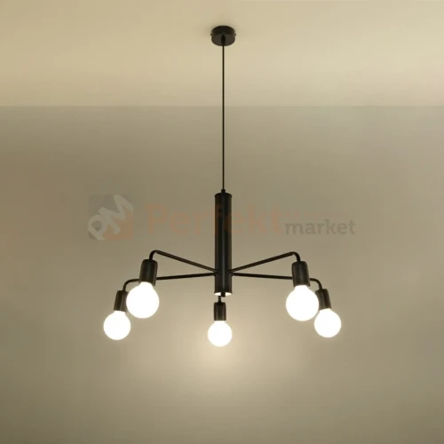 Żyrandol industrialny Sollux Duomo 5 5xE27 SL.0304 IP20 - czarny 02