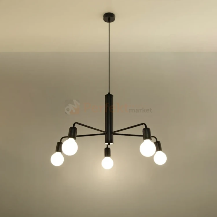 Żyrandol industrialny Sollux Duomo 5 5xE27 SL.0304 IP20 - czarny 02