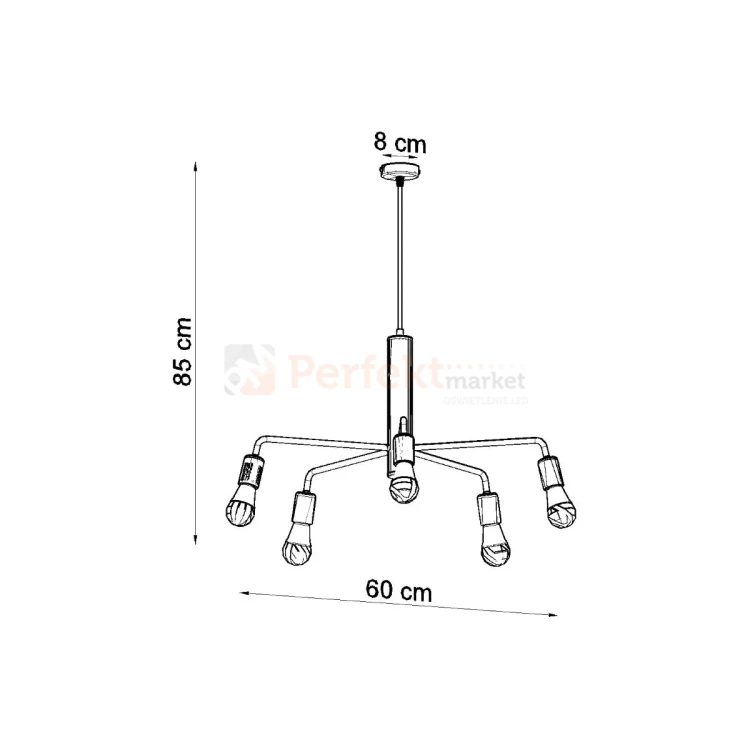 Żyrandol industrialny Sollux Duomo 5 5xE27 SL.0304 IP20 - czarny 07