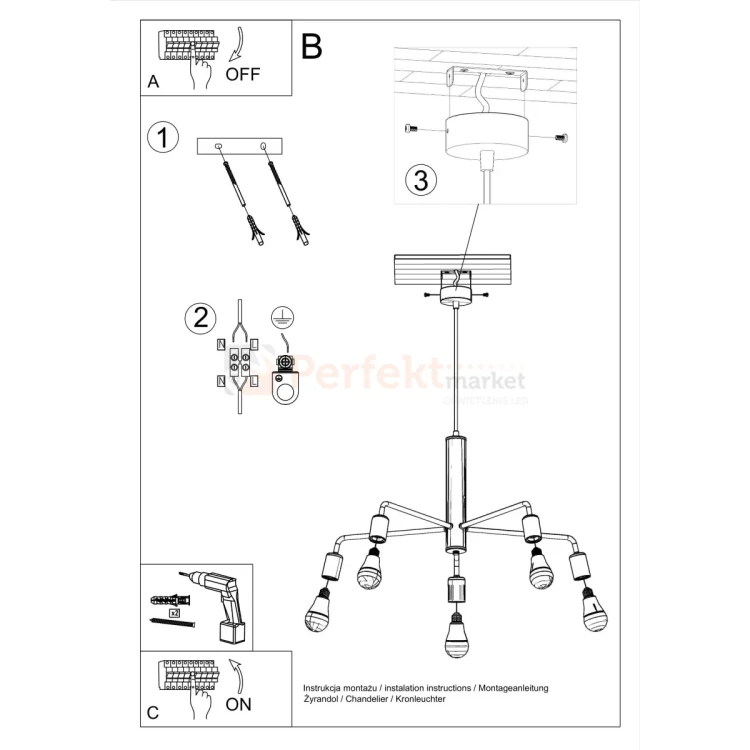 Żyrandol industrialny Sollux Duomo 5 5xE27 SL.0304 IP20 - czarny 08