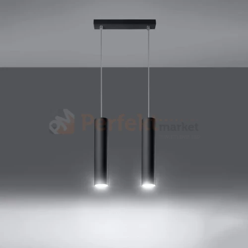 Lampa wisząca designerska tuba Sollux Lagos 2 2xGU10 SL.0328 IP20 - czarna 02