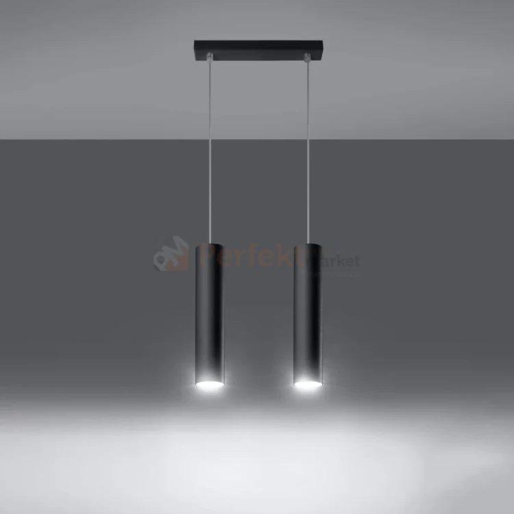 Lampa wisząca designerska tuba Sollux Lagos 2 2xGU10 SL.0328 IP20 - czarna 02