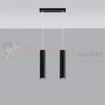 Lampa wisząca designerska tuba Sollux Lagos 2 2xGU10 SL.0328 IP20 - czarna 01