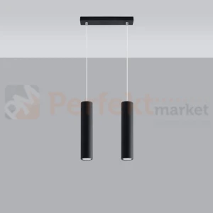 Lampa wisząca designerska tuba Sollux Lagos 2 2xGU10 SL.0328 IP20 - czarna