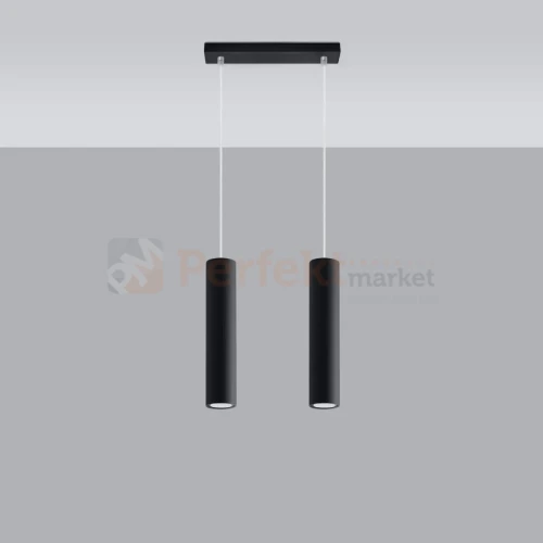 Lampa wisząca designerska tuba Sollux Lagos 2 2xGU10 SL.0328 IP20 - czarna 01