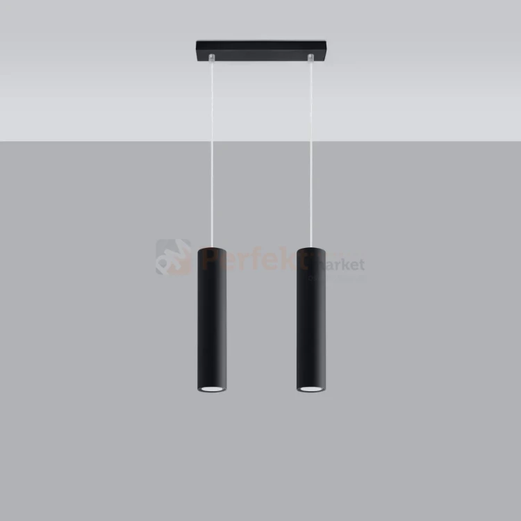 Lampa wisząca designerska tuba Sollux Lagos 2 2xGU10 SL.0328 IP20 - czarna 01