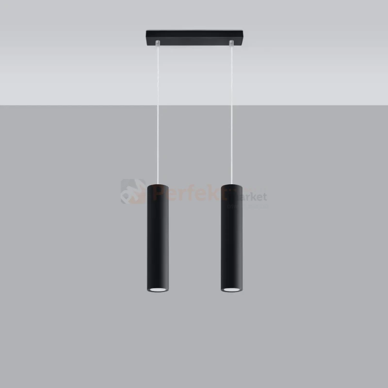 Lampa wisząca designerska tuba Sollux Lagos 2 2xGU10 SL.0328 IP20 - czarna  08